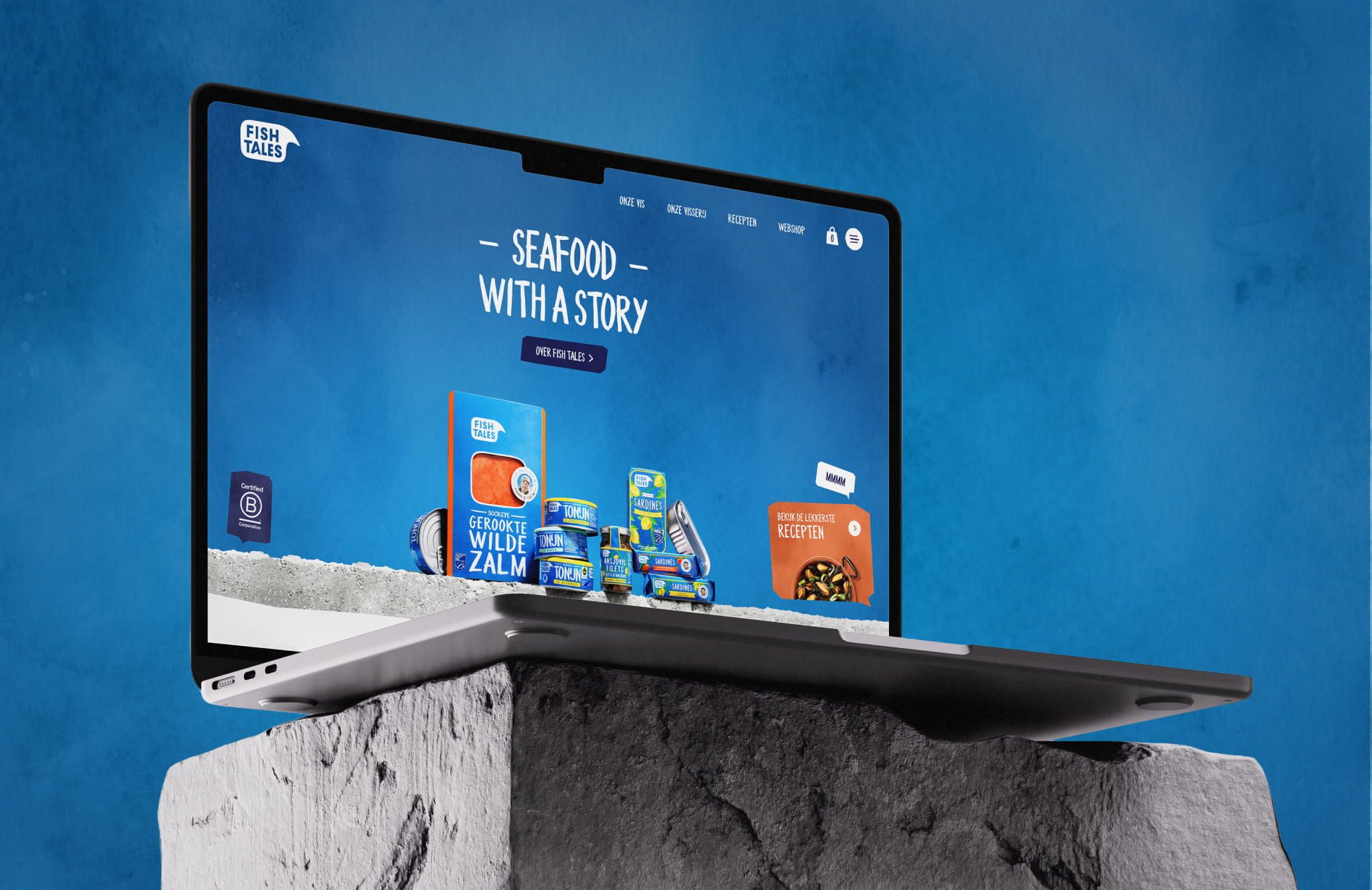 Fish Tales: homepage op desktop