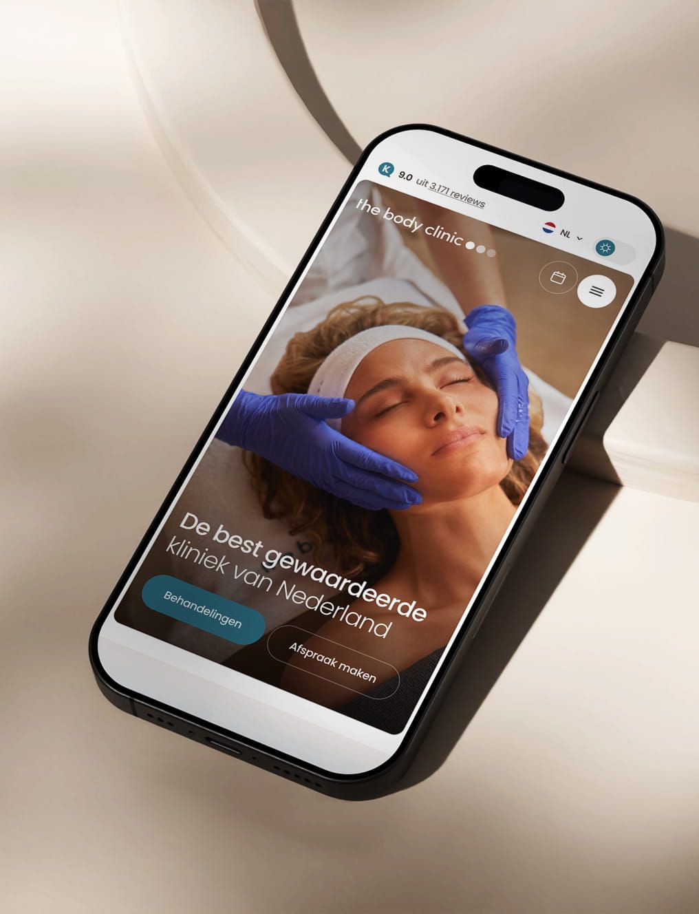 The Body Clinic: website op een smartphone