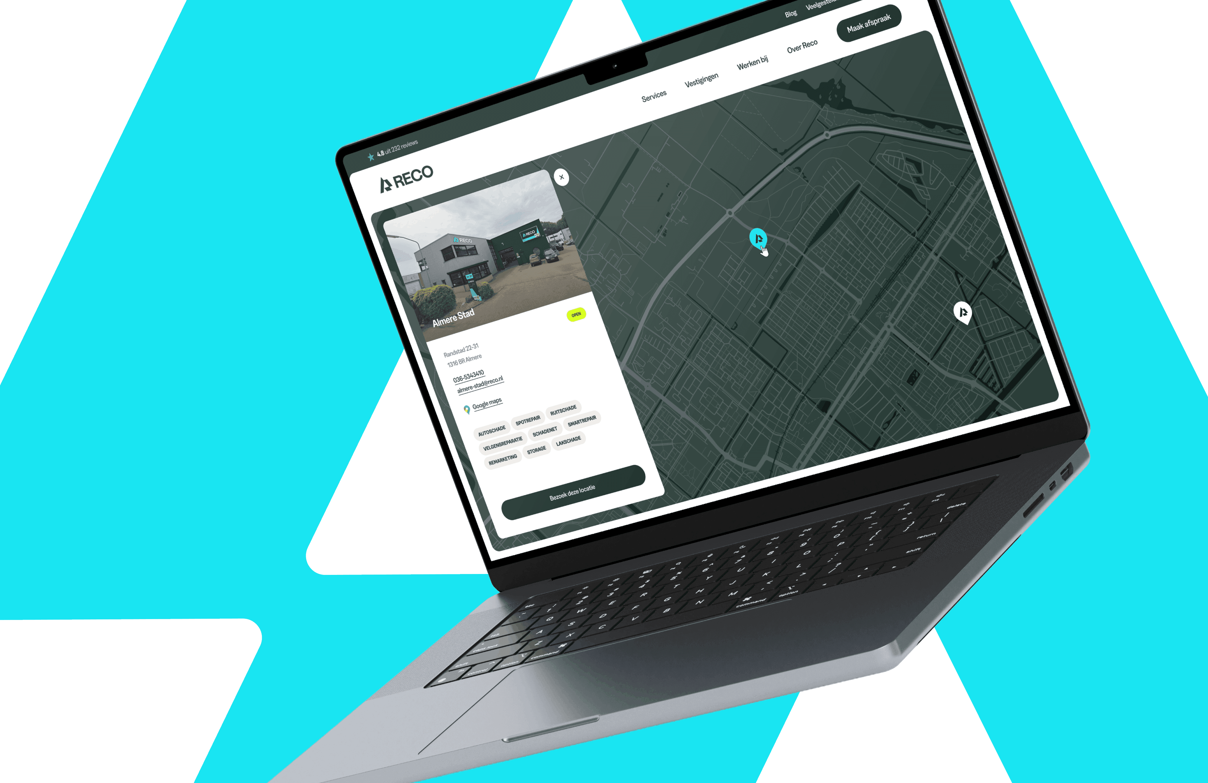 RECO: vestigingszoeker op een laptop