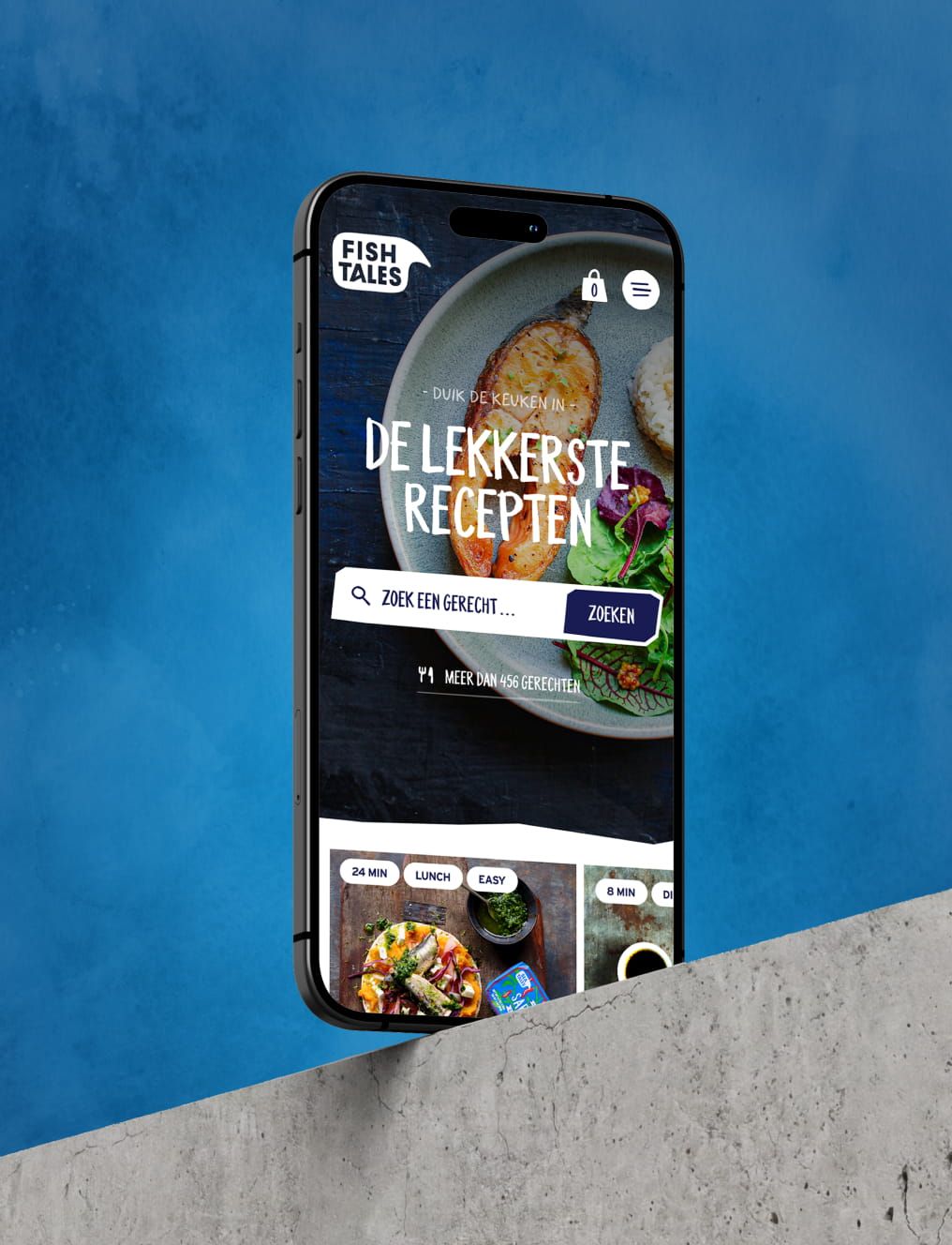 Fish Tales: homepage op mobiel
