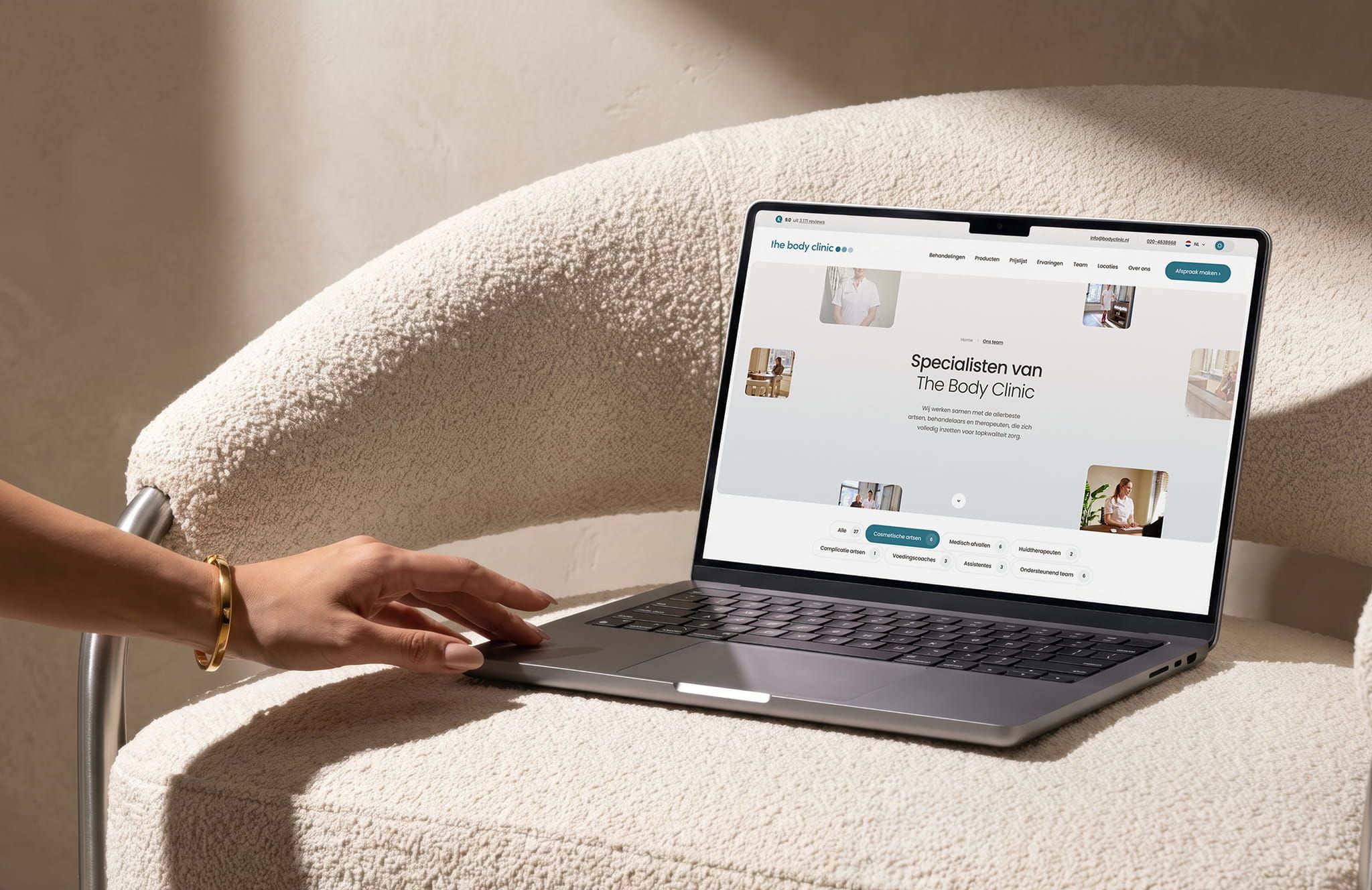 The Body Clinic: website op een laptop